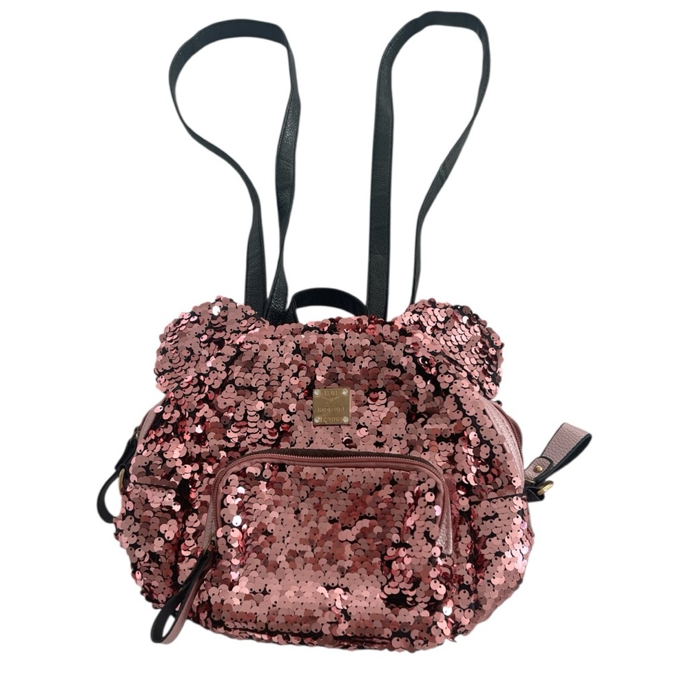Imported Women Girls Dazzling Pink Sequins Backpack Cute Ears Shoulder Satchel